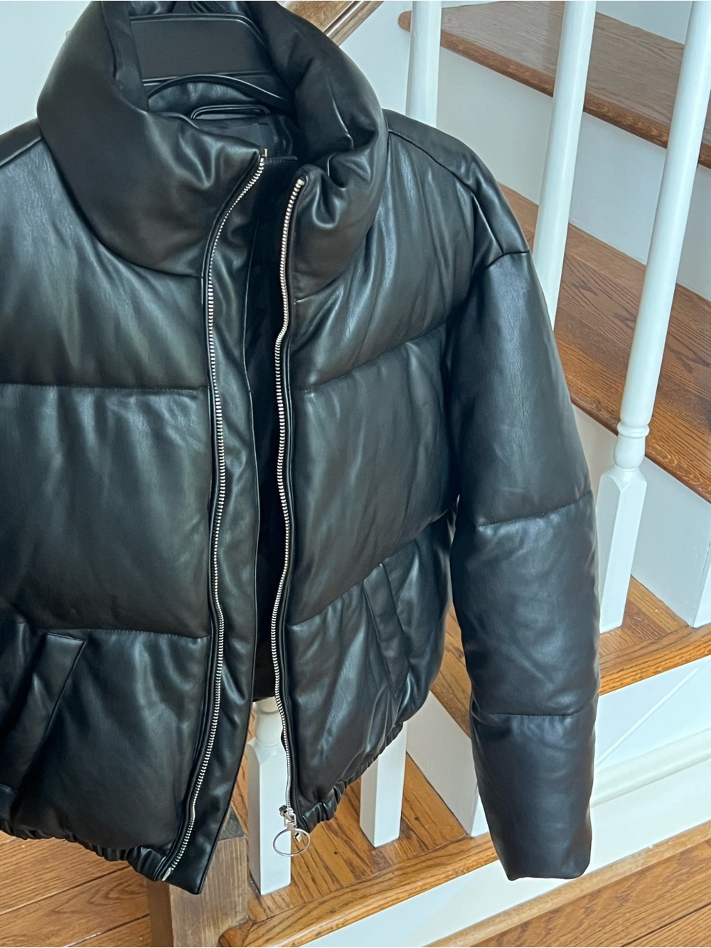 Truth by Republic XS Women's Black Puffer Jacket - Faux Leather Insulated Coat - Picture 7 of 9